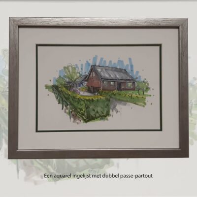 Ingelijst schilderij van een boerderij