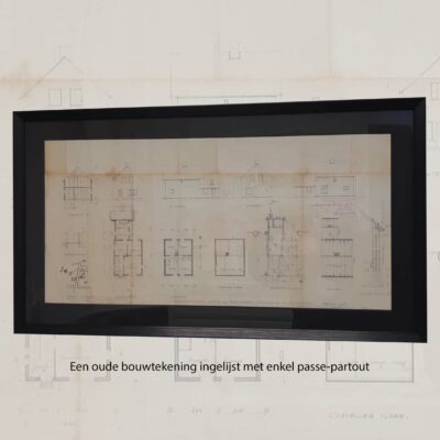 Oude bouwtekening ingelijst